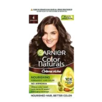 Garnier Color Naturals Crème Riche Nourishing Permanent Hair Color – No Ammonia, 70 ml + 60 g Shade 4, Brown